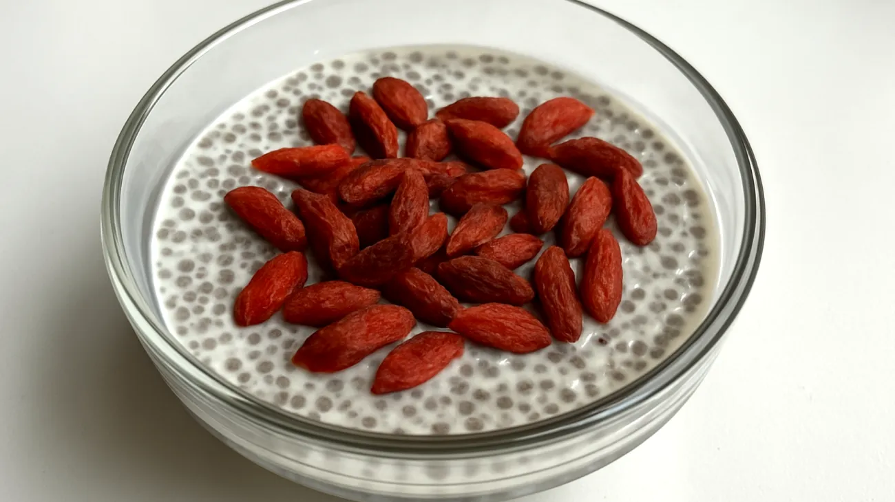 Pudding de graines de chia au lait d'amande et baies de goji"