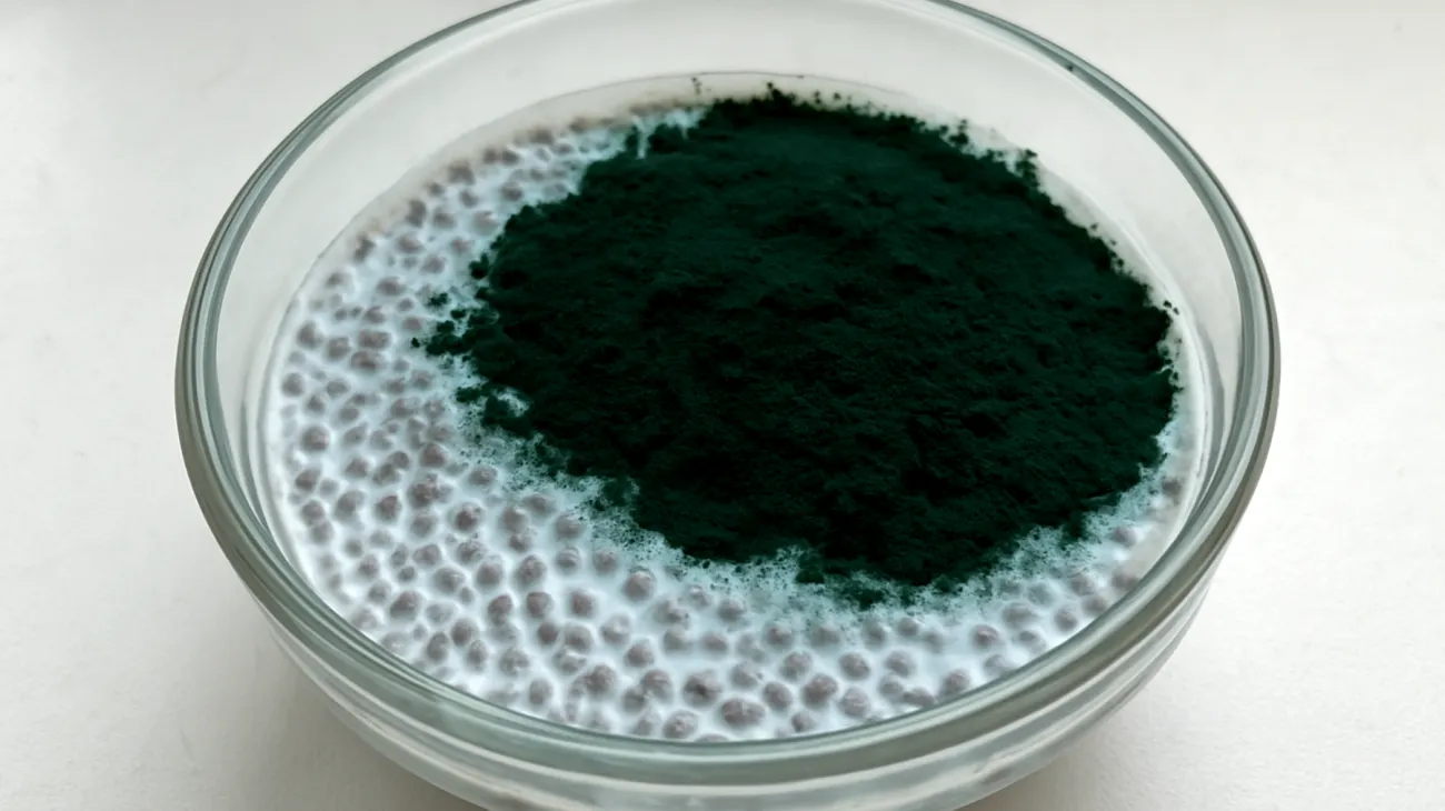 Pudding de graines de chia au lait de coco et spiruline"