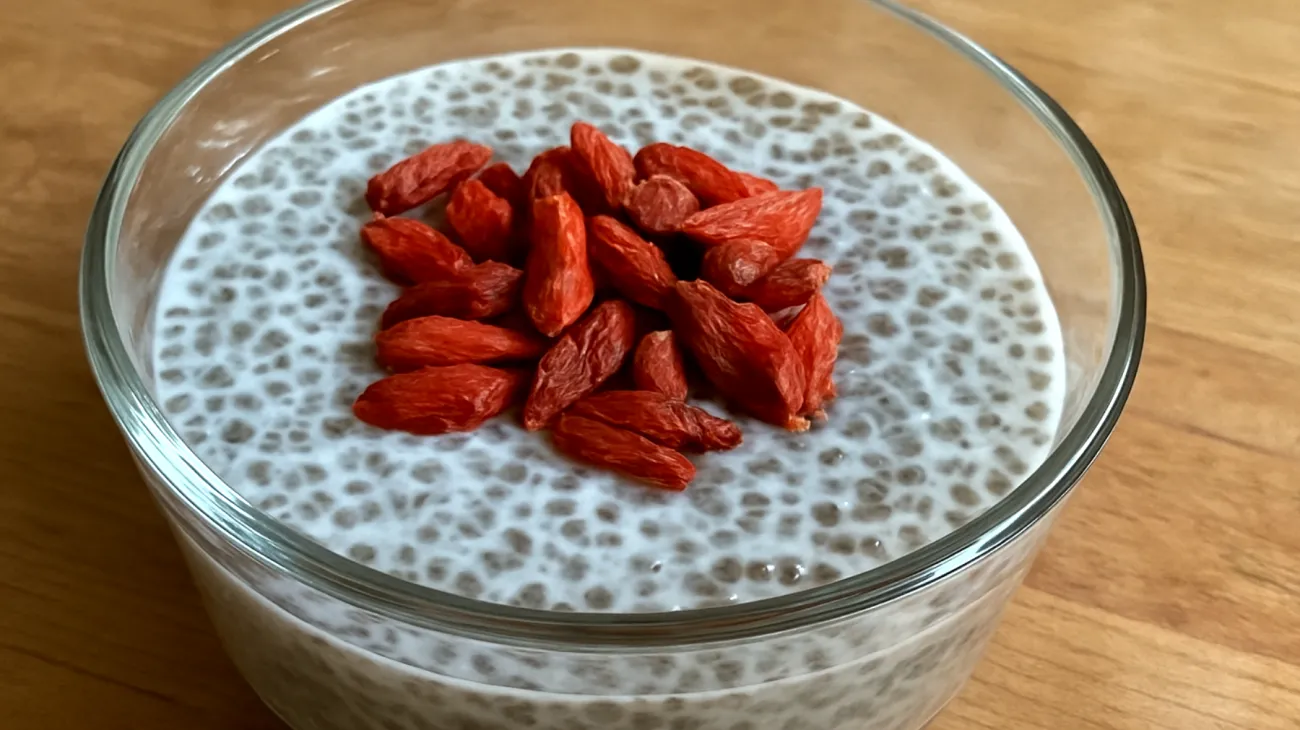 Pudding de graines de chia aux baies de goji et lait d'amande"